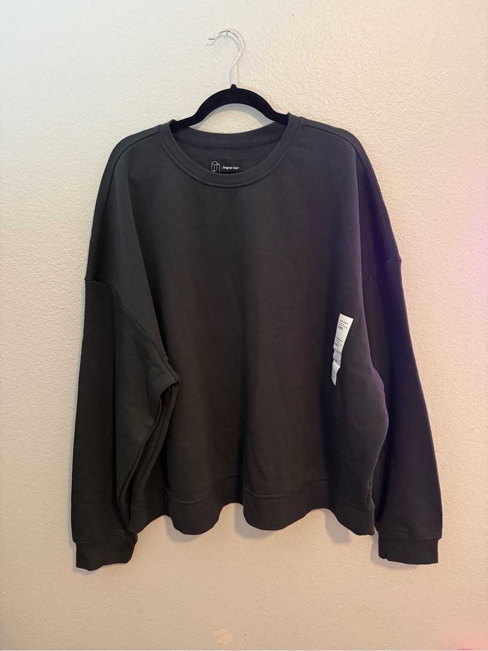 Original Use Men's Boxy Fit Drop Shoulder Crewneck Sweatshirt Hematite Gray XXL